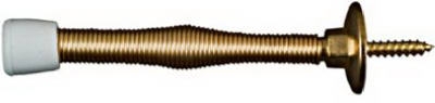 Doorstop, Wall-Mount, Spring, Bright Brass, 3-In., 2-Pk.