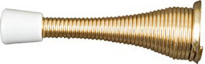 Doorstop, Wall-Mount, Broad Spring, Bright Brass, 3-In., 2-Pk.