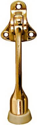 Doorstop, Wall-Mount, Kick-Down, Bright Brass, 4-In.