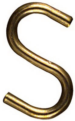Open S Hook, Brass, 1-In., 3-Pk.