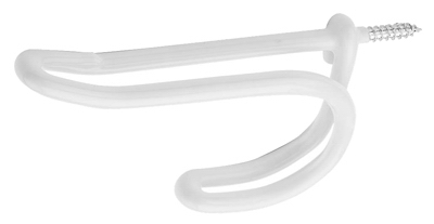Hat & Coat Hook, Screw-In, White Vinyl-Coated Wire, 2-Pk., Must Order in Quantities of 6