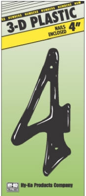 4-Inch Brass Plastic Number 4
