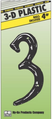4-Inch Brass Plastic Number 3