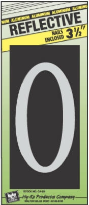 House Address Number  inch0 inch, Reflective Aluminum, 3.5-In. On 5-In. Black Panel