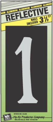 House Address Number  inch1 inch, Reflective Aluminum, 3.5-In. On 5-In. Black Panel