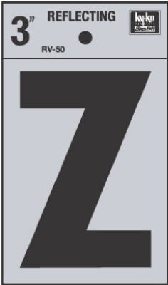 3-Inch Black Reflective Vinyl Adhesive Letter Z