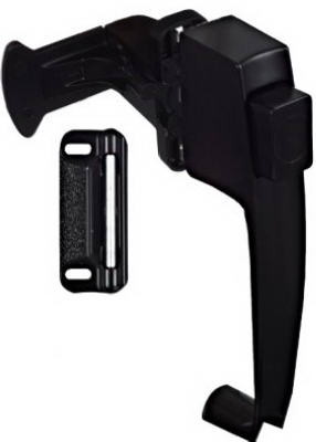 Screen & Storm Door Latch, Push-Button, Black Satin, 1-1/4-In. Hole Spacing