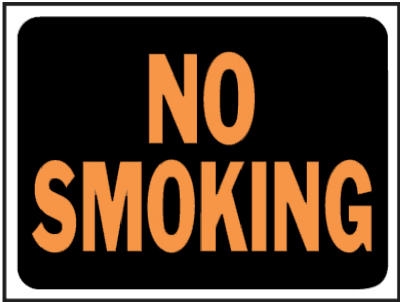 9 x 12-Inch Hy-Glo Orange/ Black Plastic  inchNo Smoking inch Sign