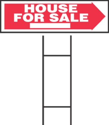 Sign,  inchHouse For Sale inch, Red & White Plastic With H-Bracket, 10 x 24-In.
