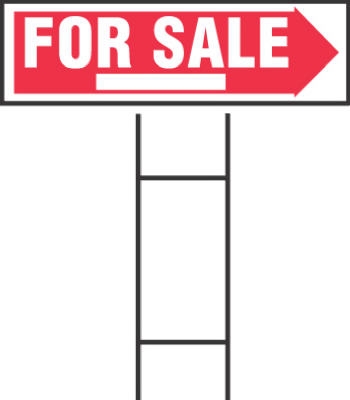 Sign,  inchFor Sale inch, Red & White Plastic With H-Bracket, 10 x 24-In.