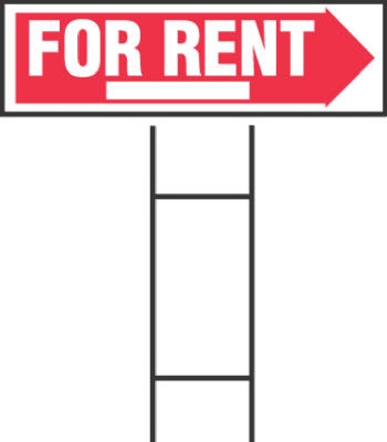 Sign,  inchFor Rent inch, Corrugated Plastic, 10 x 24-In.