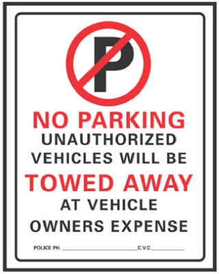  inchNo Parking inch Sign, Red/Black Plastic, 19 x 15-In.
