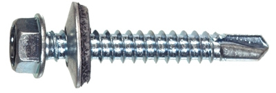 Sheet Metal Self-Drilling Screws With Washer, Hex Head, Zinc, 1/4-14 x 1-In., 1-Lb.