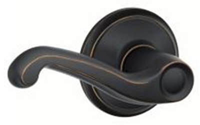 Passage Lockset, Flair Lever, Aged Bronze