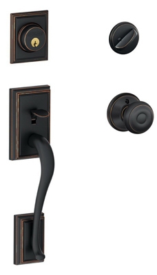 Entry Door Handleset Lockset, Addison Georgian, Single Cylinder, Aged Bronze