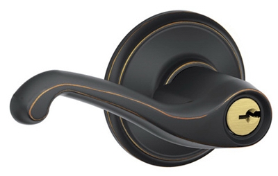 Entry Lockset, Flair Lever, Aged Bronze