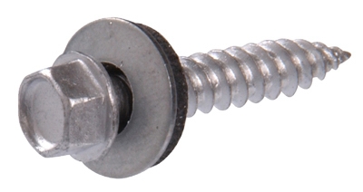 Sheet Metal Self-Piercing Screws With Washer, Hex Head, Gray Ceramic Coated, 10 x 3-In., 1-Lb.