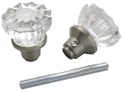 2 Glass Knobs With Spindle