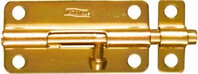 Door Barrel Bolt, Dull Brass, 4-In.