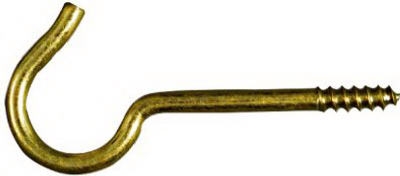 Ceiling Hook, Solid Brass, 3-3/8-In., 2-Pk.