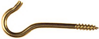 Ceiling Hook, Solid Brass, 1-11/16-In., 6-Pk.