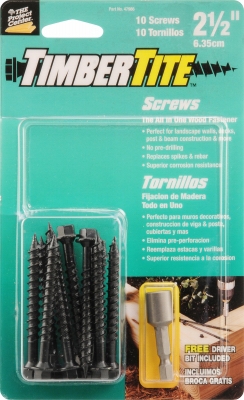 TimberTite Pressure-Treated Lumber Screws, 1/4 x 2.5-In., 10-Pk.