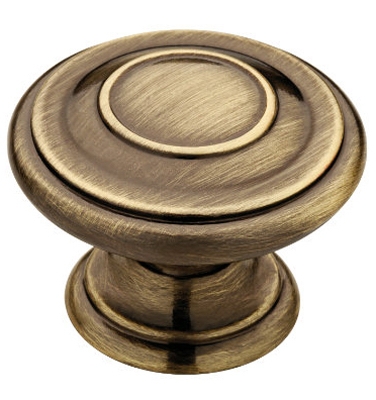 Cabinet Knob, Harmon, Antique Brass, 1-3/8-In.