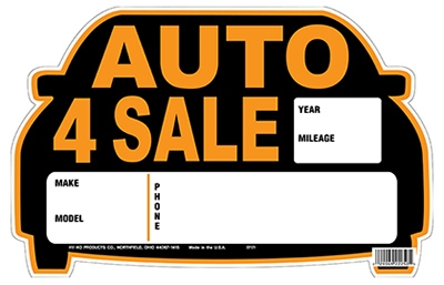  inchAuto for Sale inch Sign, Orange & Black, Polystyrene, 9 x 14-In.