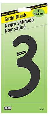 Address Number, Satin Black Zinc, 4-In.,  inch3 inch