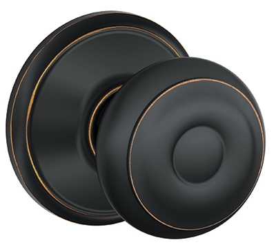 Passage Lockset, Georgian Knob, Aged Bronze, Fits 2-3/8 & 2-3/4-In. Backsets