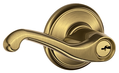Entry Lockset, Flair Knob, Antique Brass, Fits 2-3/8 & 2-3/4-In. Backsets