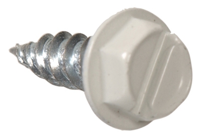 Sheet Metal Self-Piercing Screws, Hex Head, Slotted Gutter, White, 7 x 1/2-In., 1-Lb.
