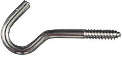 Screw Hook, Stainless Steel, 3/8 x 4-7/8-In.