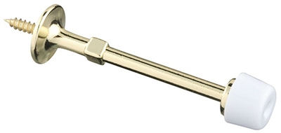 Door Stop, Rigid, Polished Brass, 3-In.