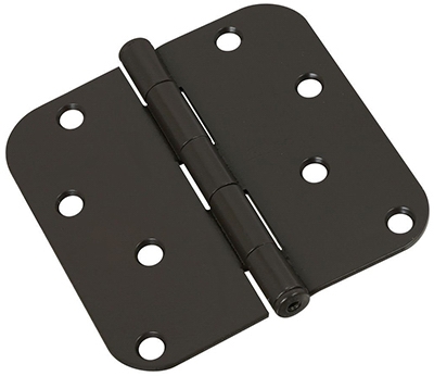 Door Hinge, Interior, Round Edge, Oil-Rubbed Bronze, 4-In.
