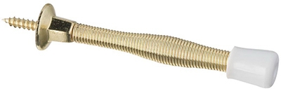 Door Stop, Spring, Polished Brass, 3-In.
