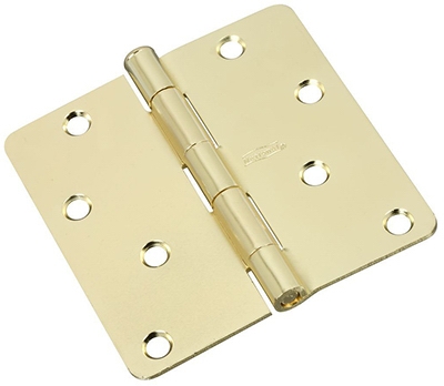 Door Hinge, Interior, Polished Brass, 4-In.