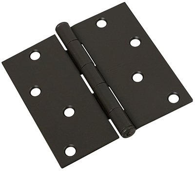Door Hinge, Interior, Square-Edge, Oil-Rubbed Bronze, 4-In.