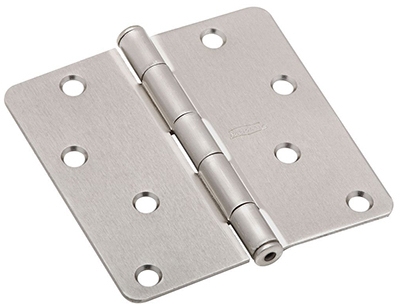 Door Hinge, Interior, Satin Nickel, 4-In.