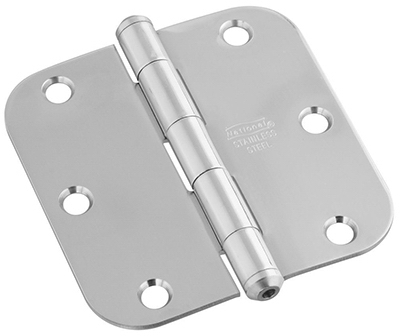 Door Hinge, Interior, Round-Edge, Stainless Steel, 3.5-In.