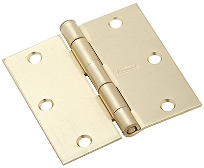Door Hinge, Interior, Square-Edge, Satin Brass, 3.5-In.