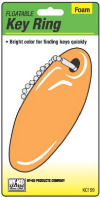 Key Ring with Beaded Chain, Orange, Floatable