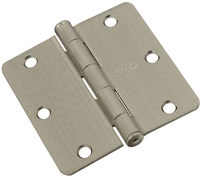 Door Hinge, Interior, Satin Nickel, 3-In.