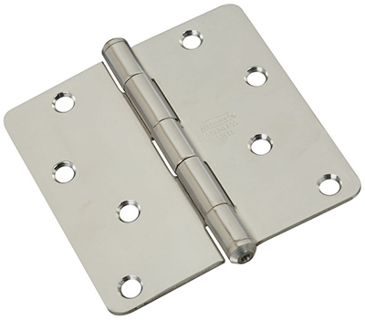 Door Hinge, Interior, Stainless Steel, 4-In.