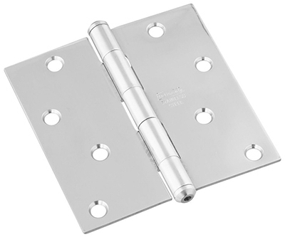 Door Hinge, Interior, Square-Edge, Stainless Steel, 4-In.