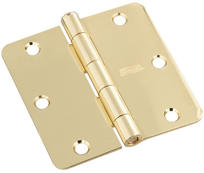 Door Hinge, Interior, Bright Brass, 3.5-In.