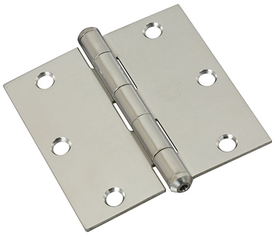 Door Hinge, Interior, Square-Edge, Stainless Steel, 3.5-In.