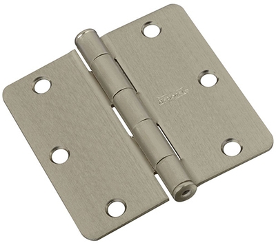 Door Hinge, Interior, Satin Nickel, 3.5-In.