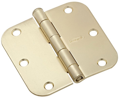 Door Hinge, Interior, Round-Edge, Satin Brass, 3.5-In.