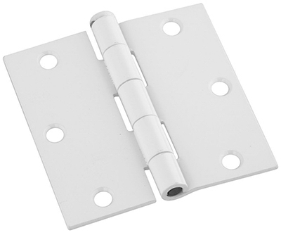 Door Hinge, Interior, Square-Edge, White, 3.5-In.